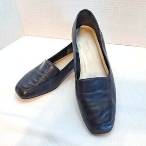 VINTAGE ~ SOFT LEATHER LOAFERS SLIP ONS FLATS ~ BLACK ~SZ 8 CLASSIC